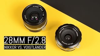 Nikon 28mm f28 AiS Late Version vs Voigtländer 28mm f28 SLIIS  FMount lens review [upl. by Sheila]