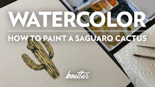 Watercolor  How to Paint A Saguaro Cactus [upl. by Anaihs]