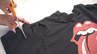 DIY Tshirt Cutting and Distressing How to Make Your Tshirts Stand Out on the Cheap [upl. by Sucramd]