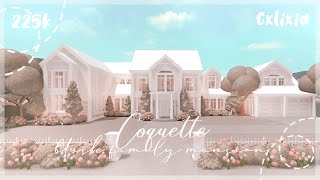 aesthetic blush coquette mansion ‎♡₊˚ 🦢 exterior  bloxburg house build [upl. by Atrahc259]