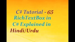 RichTextBox in C Explained in Hindi [upl. by Rennie]