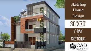 How to Design House in Sketchup  30x70 Complete Tutorial [upl. by Ivo]