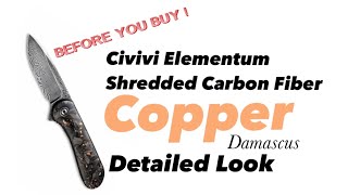 Civivi Elementum Copper Shredded Carbon Fiber Damascus  DETAILED LOOK [upl. by Assili]