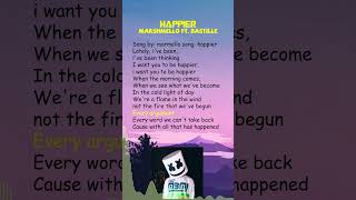 Marshmello ft Bastille  Happier Lyrics shorts [upl. by Cope]