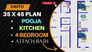 35 x 45 House Plan 4 Bedroom with Vastu Plan  गांव के लिए बेस्ट घर [upl. by Nosral85]