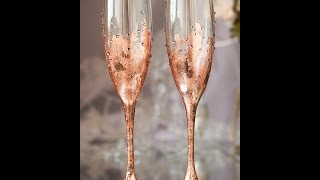 Bronze Wedding Personalized Champagne Glasses Rose Gold Engraved Toasting Flutes by DiAmoreDS [upl. by Drahsir]