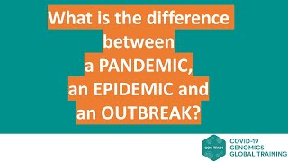 What is the difference between a pandemic an epidemic and an outbreak [upl. by Ardekal287]