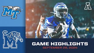 Game Highlights Middle Tennessee vs Memphis September 28 2024 [upl. by Luci]