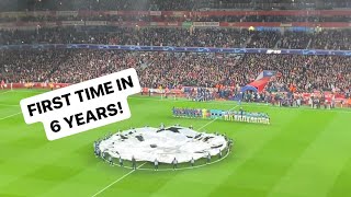 CHAMPIONS LEAGUE SONG RETURNS TO THE EMIRATES 🎶🎵 Arsenal 40 PSV Eindhoven 200923 [upl. by Eelarbed]