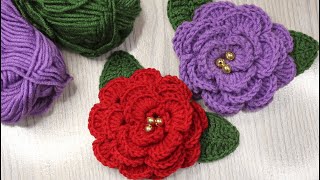 How to Crochet Rose Flower for Beginners  Very easy crochet rose motif making for Beginners [upl. by Kasey627]