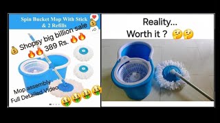 Best Floor Spin Mop set with 2 Refill and Bucket under 400 Rs 🤑  Assembling video in detail [upl. by Woodie494]