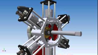 Radial Engine Animation  Autodesk Inventor Animation Studio [upl. by Pendergast]