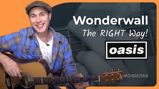 Oasis Wonderwall Guitar Lesson  Correct Strumming [upl. by Mitchael]