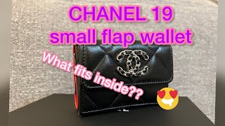 CHANEL 19 Small Flap Wallet  how many slots UNBOXING and Reveal ❤️ [upl. by Bouchier]