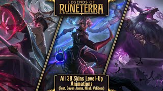 Legends of Runeterra All 33 Skins Level Up Animations Feat Soulfighter Sett Nidalee and Viego [upl. by Burroughs399]