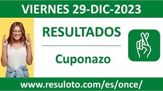 Resultado del sorteo Cuponazo del viernes 29 de diciembre de 2023 [upl. by Anderson]