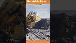 A hydraulic excavator efficiently extracts coal at an open pit enhancing mining productivity [upl. by Hagood]