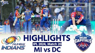 MI vs DC IPL 2024 Highlights Mumbai Indians vs Delhi Capitals Today  Full Match Highlights [upl. by Aissela]