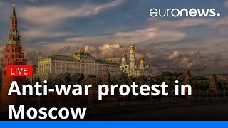 Antiwar protesters demonstrate in Moscow [upl. by Sida]