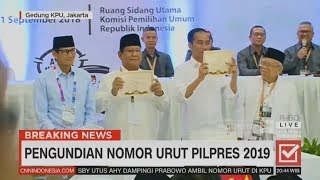 JokowiMaruf No1 PrabowoSandi No2  Penetapan Nomor Urut Pilpres 2019 [upl. by Otipaga]