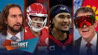 Mahomes reigns supreme Hurts punished amp Stroud ascends Mahomes Mountain  NFL  First Things First [upl. by Ahsyekat]