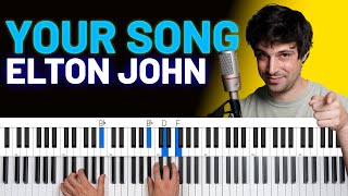 How To Play quotYour Songquot by Elton John Piano Tutorial  Chord Chart [upl. by Nylhtac]