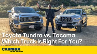 2021 Toyota Tacoma vs Tundra What Are the Differences  Price Interior Towing amp More [upl. by Ecnirp315]