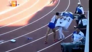 French Athlete Assaults 14 YearOld Girl Mascot After Winning Track Event [upl. by Lajet]