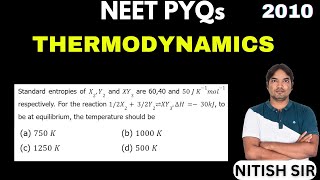 Standard entropies of X2Y2 and XY3 are 6040 and 50 J K1mol1 respectively For the reaction [upl. by Nivla420]