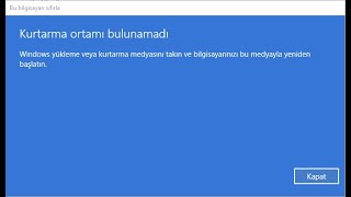 Kurtarma Ortamı Bulunamadı  REAGENTCEXE Unable to update Boot Configuration Data Hatası Çözümü [upl. by Enilreug]