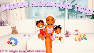 EP 1 Single Teen Mom Diaries Morning Routine with twins stressing Berry Avenue Roleplay [upl. by Candyce]