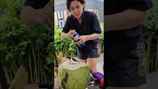 Awesome Fresh and green coconut fruit cutting skills shorts coconut viralvideos short sh [upl. by Oinotnanauj]