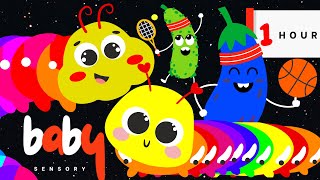 Sensory Vegetables And Caterpillar Infant Toddler Video Dancing With Music And Fun Animation 🐛 [upl. by Josias398]