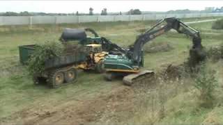 Excavator loads seldom half track dumper at Blerickthe NL [upl. by Nnaillek519]