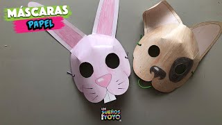 Máscaras de papel rápidas conejo y perro Carnaval  Primavera [upl. by Inhsor]