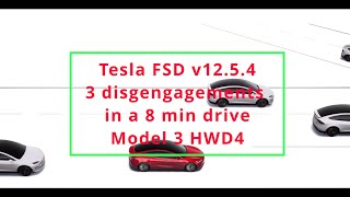 Tesla FSD v1254 A 3 disengagement 8 min long drive on 1006 [upl. by Eeryt]