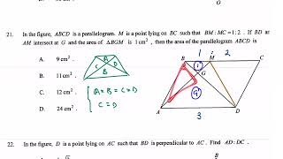 HKCEE 2008 Paper 2 Q21 Area ratio [upl. by Idyh]