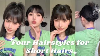 Back to school  4 Easy Hairstyles for Short Hair 💫 2023 hairstyles female [upl. by Lillith]