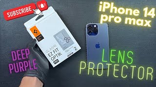 Installing SPIGEN Lens Protector on iPhone 14 Pro Max  DEEP PURPLE Colour [upl. by Alwin]