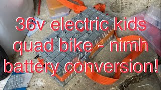 36v kids electric quad bike lead acid to nimh nickelmetal hydride battery pack conversion upgrade [upl. by Maxantia]