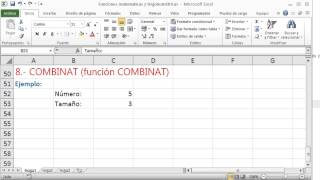 Excel funcion combinat combinaciones con excel [upl. by Acimak876]