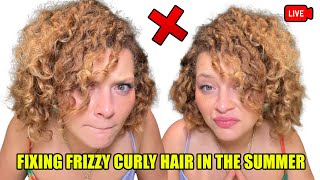 FIXING FRIZZY CURLY HAIR IN THE SUMMER a guide to refreshing [upl. by Yelrebmik610]