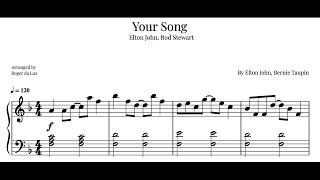 Your Song  Elton John  Easy Piano  Sheet Music [upl. by Borries223]