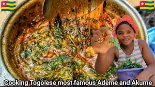 Cooking Togolese most famous Local dish Ademejute leaves and AkumeBanku [upl. by Newsom]