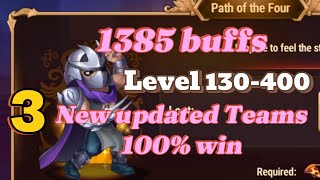 Level 130400 Path of Four 1385 Buff 100 WIN Best Teams Hero Wars Dominion Era [upl. by Rinum]