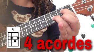 Coração radiante  Ukulele 4 ACORDES tutorial  cover [upl. by Noemi]