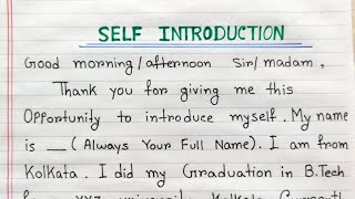 Self introduction for interview  How to introduce yourself Tell me about yourself interview [upl. by Dnyletak]