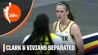 Caitlin Clark amp Victoria Vivians SEPARATED after heated exchange caused by a Clark 3  WNBA on ESPN [upl. by Teri]