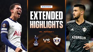 Tottenham vs Qarabağ FK Extended Highlights  UEL League Phase MD 1  CBS Sports Golazo  Europe [upl. by Yggam]