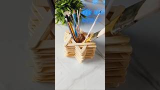 Pen stand with icecream stick  ice cream stick craft shorts diwali [upl. by Anez]